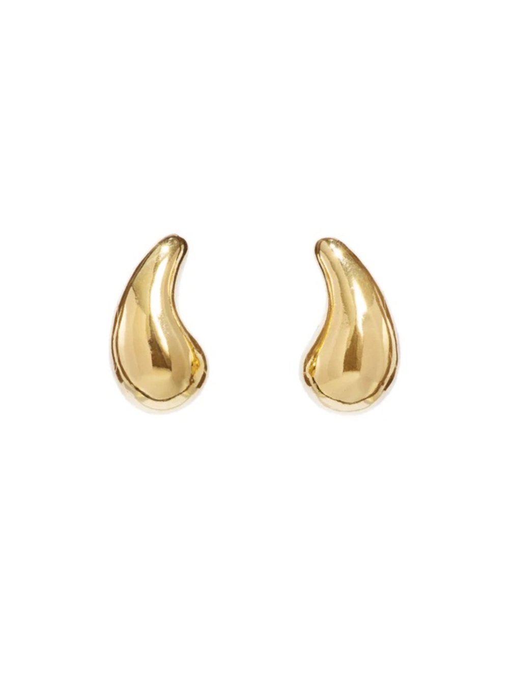 NEW MAYAMAR Gold Teardrop Sculptural Polished Drop Stud Earrings Chunky Celeb